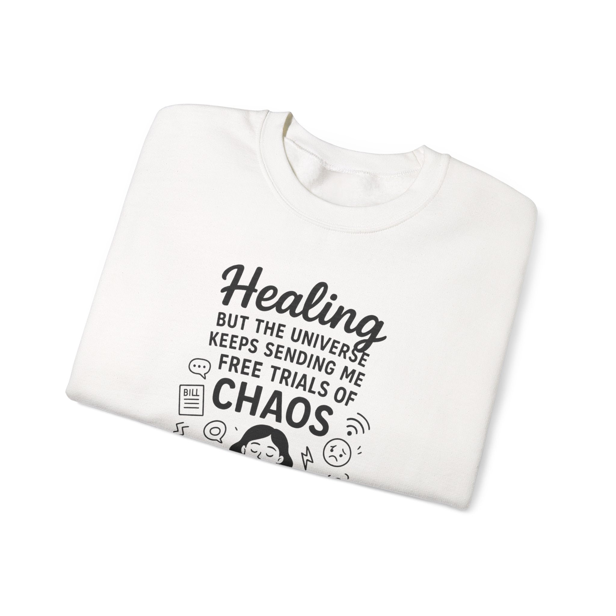 Mindfulness Crewneck Sweatshirt, Healing Sweatshirt, Chaos Design Sweater, Unisex Relaxed Fit, Gift for Yogis, Meditation Apparel