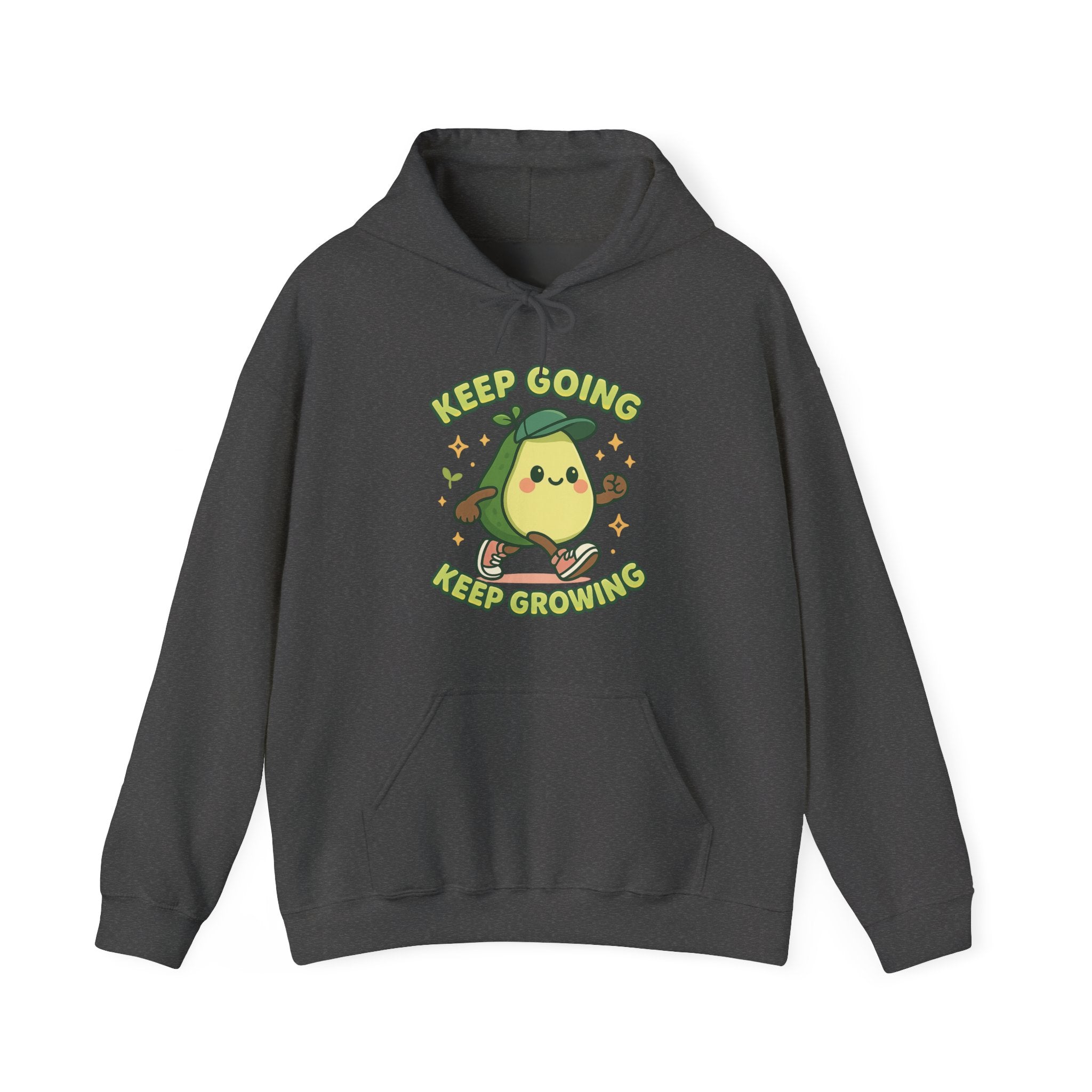 Cute Avocado Inspirational Hoodie - Keep Going, Keep Growing, Fall Fashion, Unique Gift, Comfy Sweatshirt, Cozy Apparel