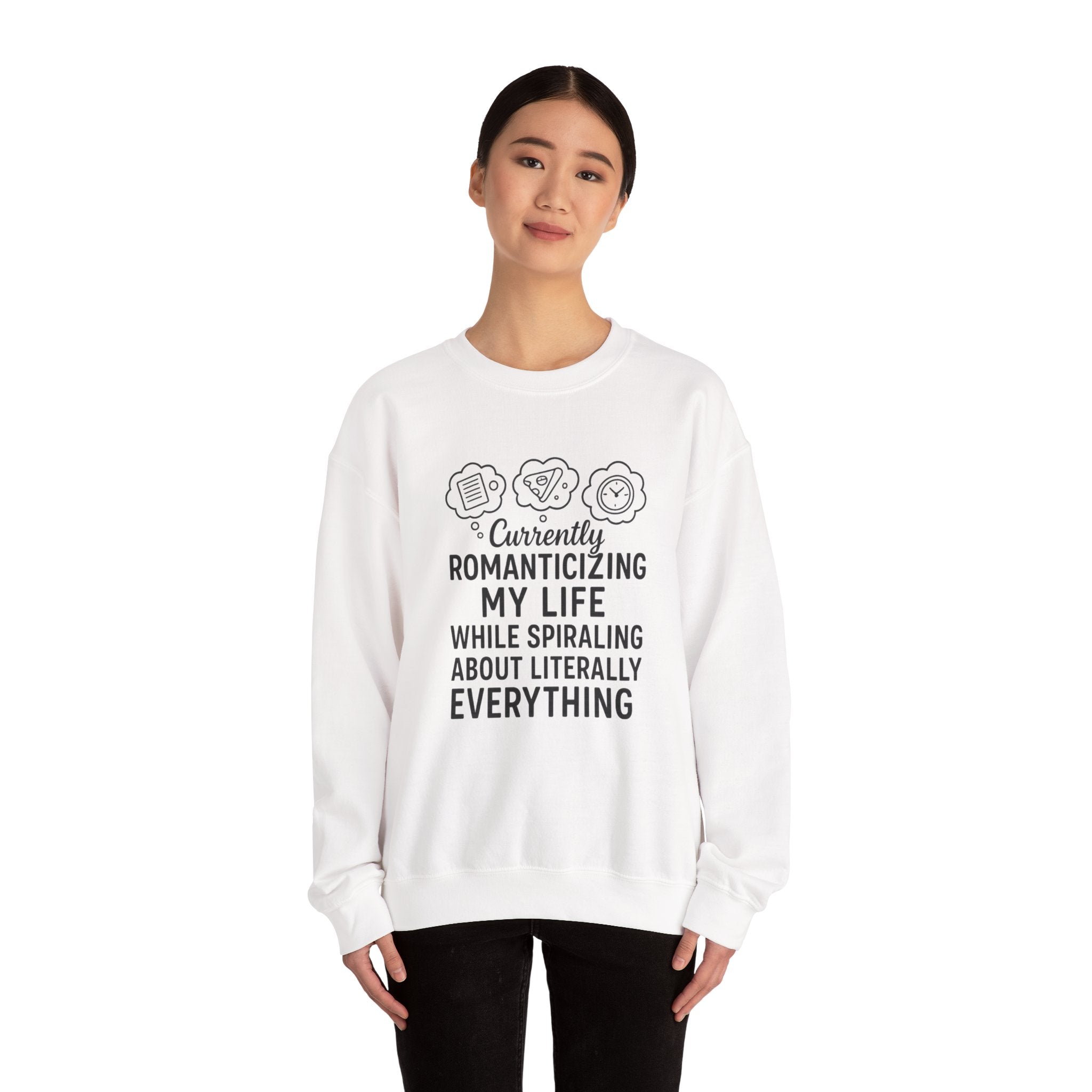 Romanticizing Life Crewneck Sweatshirt, Cozy Unisex Sweatshirt, Inspirational Gift, Casual Fashion, Comfortable Everyday Wear