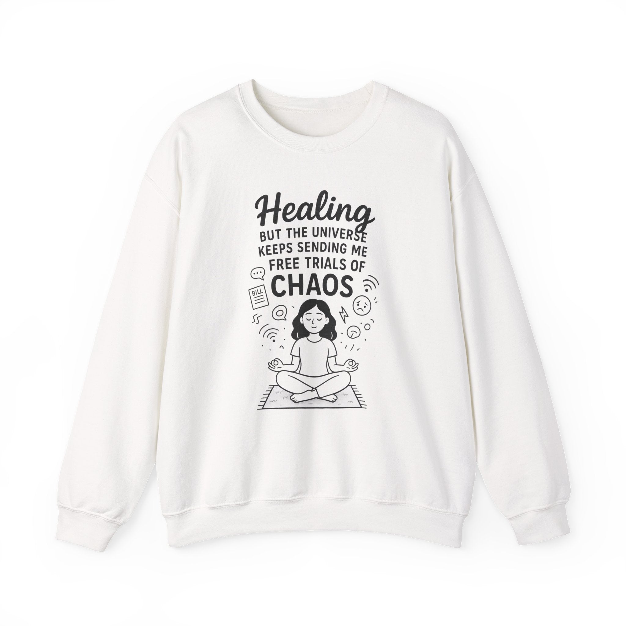 Mindfulness Crewneck Sweatshirt, Healing Sweatshirt, Chaos Design Sweater, Unisex Relaxed Fit, Gift for Yogis, Meditation Apparel
