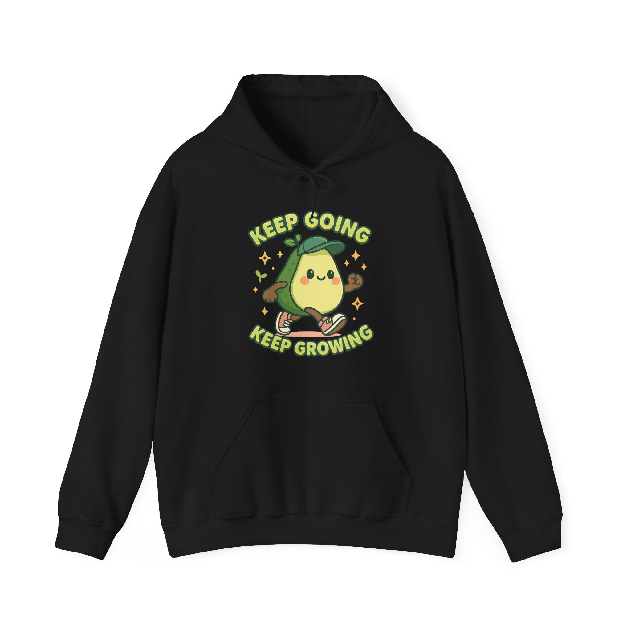 Cute Avocado Inspirational Hoodie - Keep Going, Keep Growing, Fall Fashion, Unique Gift, Comfy Sweatshirt, Cozy Apparel