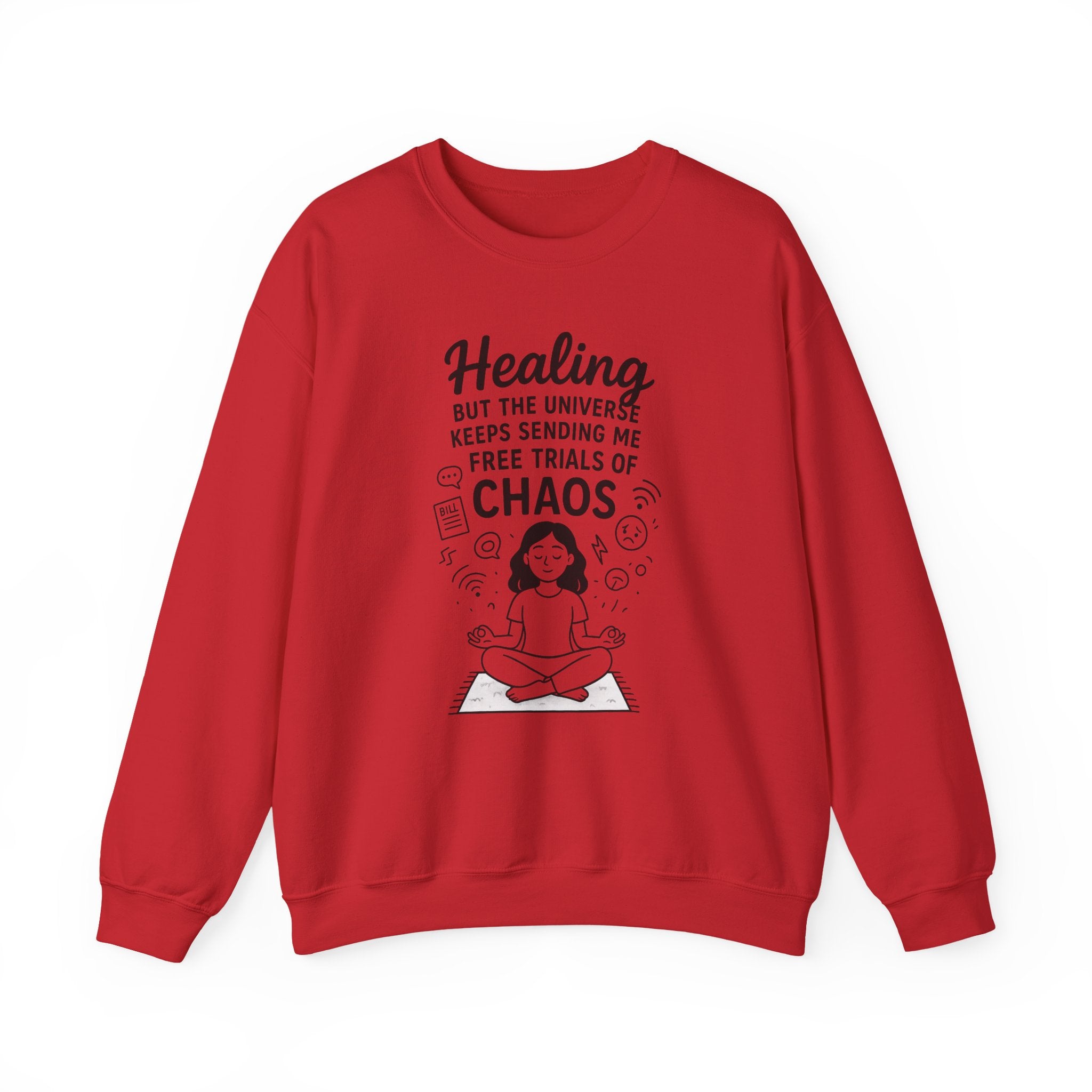 Mindfulness Crewneck Sweatshirt, Healing Sweatshirt, Chaos Design Sweater, Unisex Relaxed Fit, Gift for Yogis, Meditation Apparel