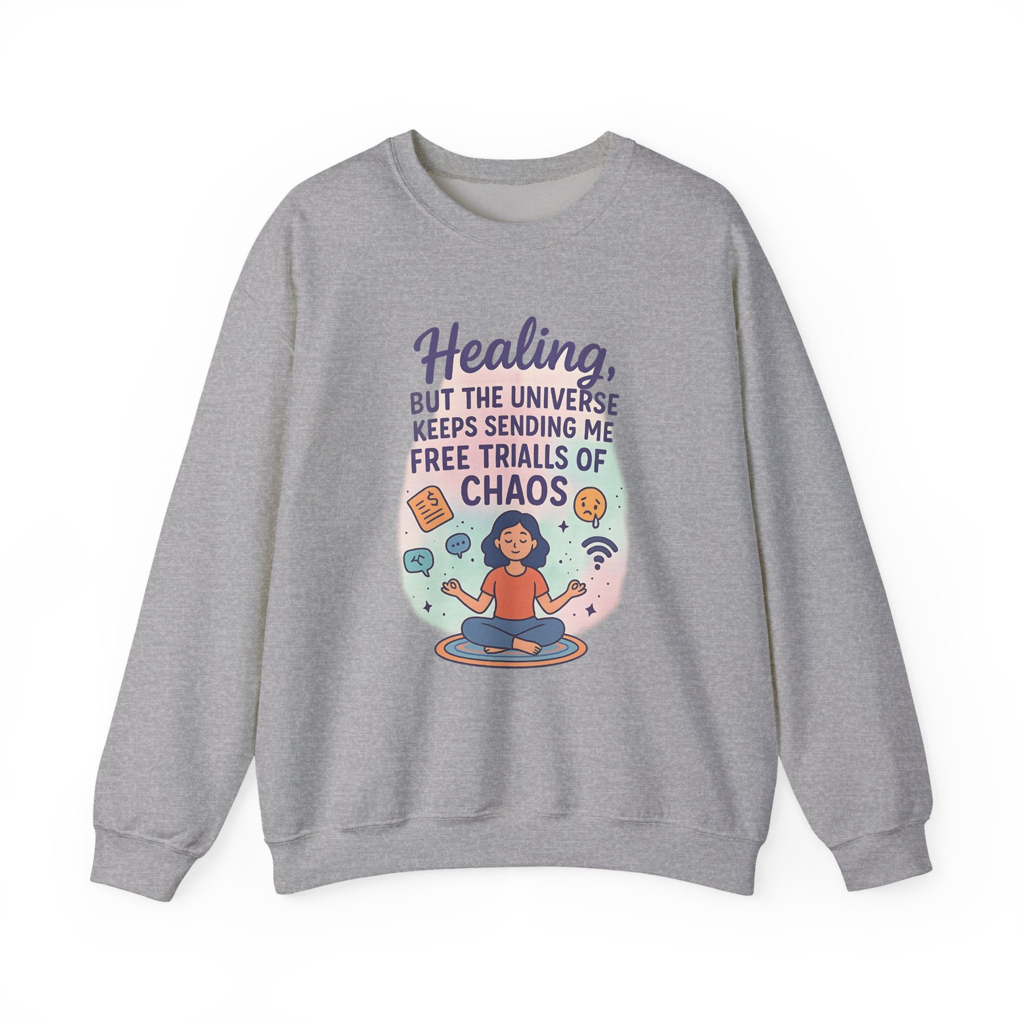 Mindfulness Crewneck Sweatshirt, Healing Sweatshirt, Chaos Design Sweater, Unisex Relaxed Fit, Gift for Yogis, Meditation Apparel