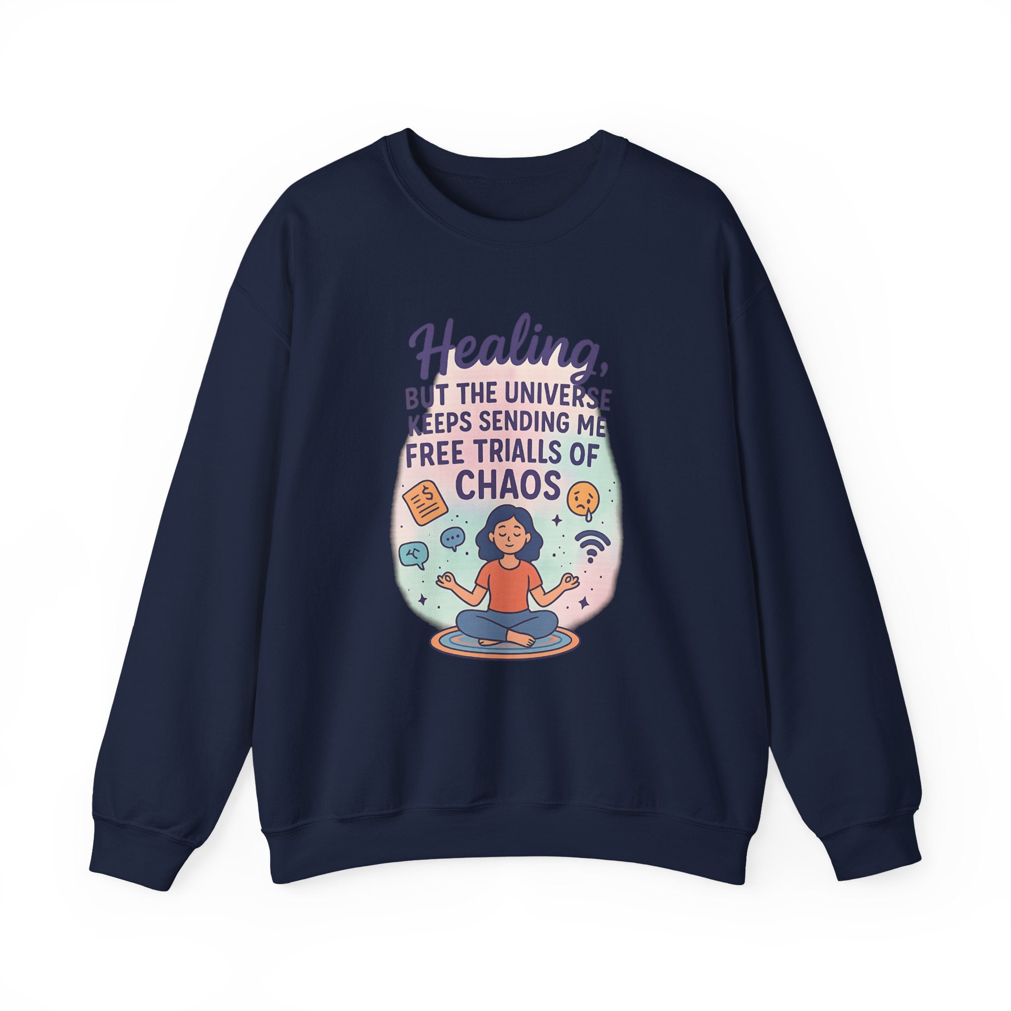 Mindfulness Crewneck Sweatshirt, Healing Sweatshirt, Chaos Design Sweater, Unisex Relaxed Fit, Gift for Yogis, Meditation Apparel