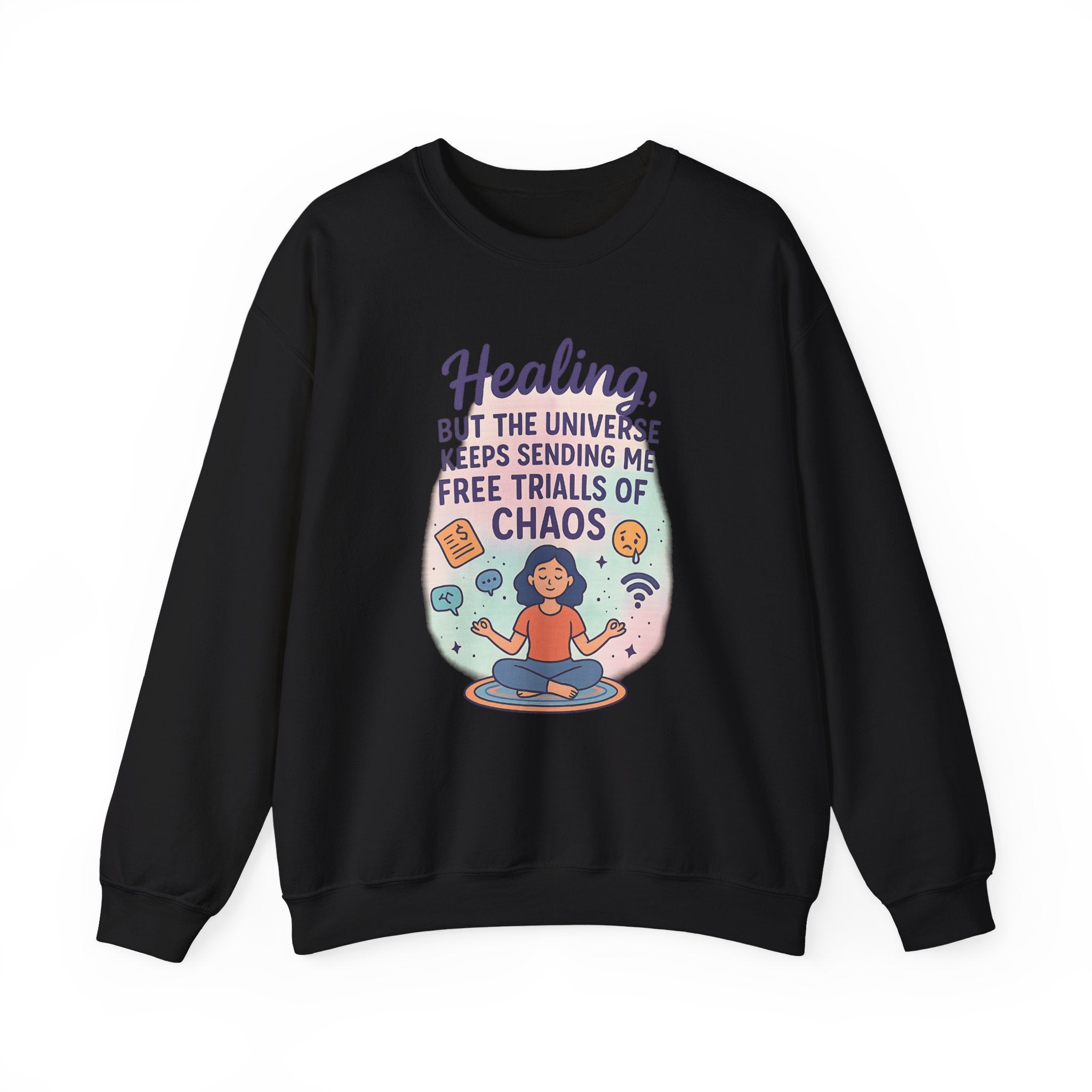 Mindfulness Crewneck Sweatshirt, Healing Sweatshirt, Chaos Design Sweater, Unisex Relaxed Fit, Gift for Yogis, Meditation Apparel
