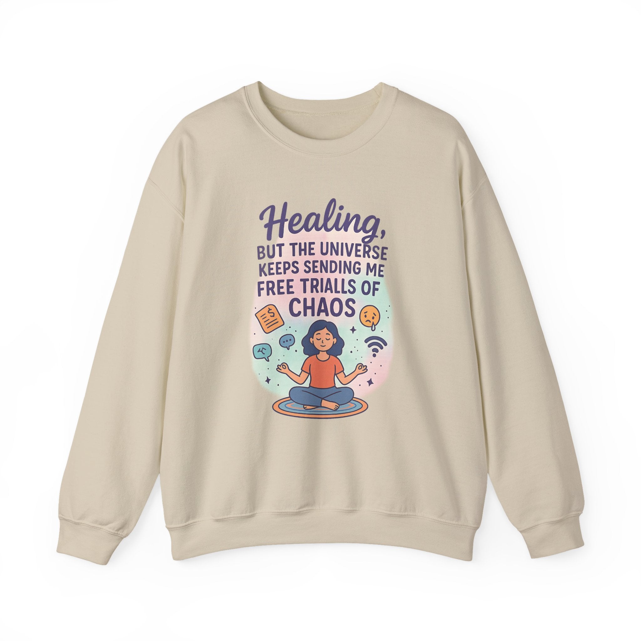 Mindfulness Crewneck Sweatshirt, Healing Sweatshirt, Chaos Design Sweater, Unisex Relaxed Fit, Gift for Yogis, Meditation Apparel