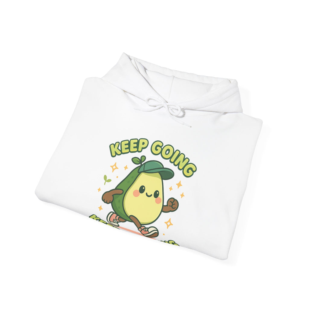 Cute Avocado Inspirational Hoodie - Keep Going, Keep Growing, Fall Fashion, Unique Gift, Comfy Sweatshirt, Cozy Apparel