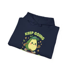 Cute Avocado Inspirational Hoodie - Keep Going, Keep Growing, Fall Fashion, Unique Gift, Comfy Sweatshirt, Cozy Apparel
