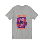 Witchy V-Neck Tee, Dead Inaside Fueled by Latte, Unisex Short Sleeve Shirt, Spooky Halloween Apparel