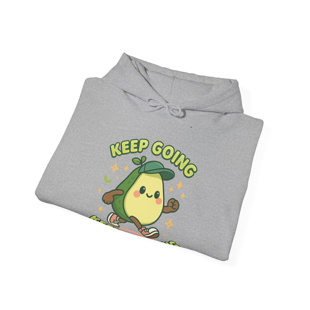 Cute Avocado Inspirational Hoodie - Keep Going, Keep Growing, Fall Fashion, Unique Gift, Comfy Sweatshirt, Cozy Apparel