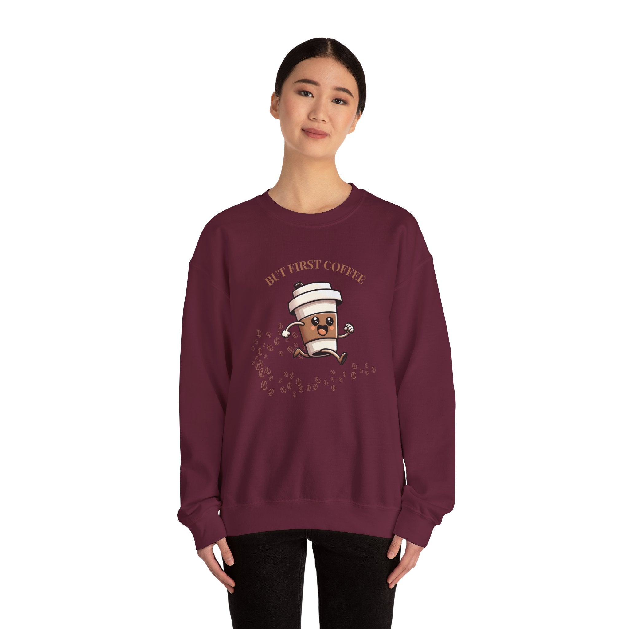 Cute Coffee Lover Sweatshirt, Unisex Crewneck, Gift for Coffee Lovers, Funny Coffee Apparel, Cozy Relaxed Fit, Casual Everyday Wear