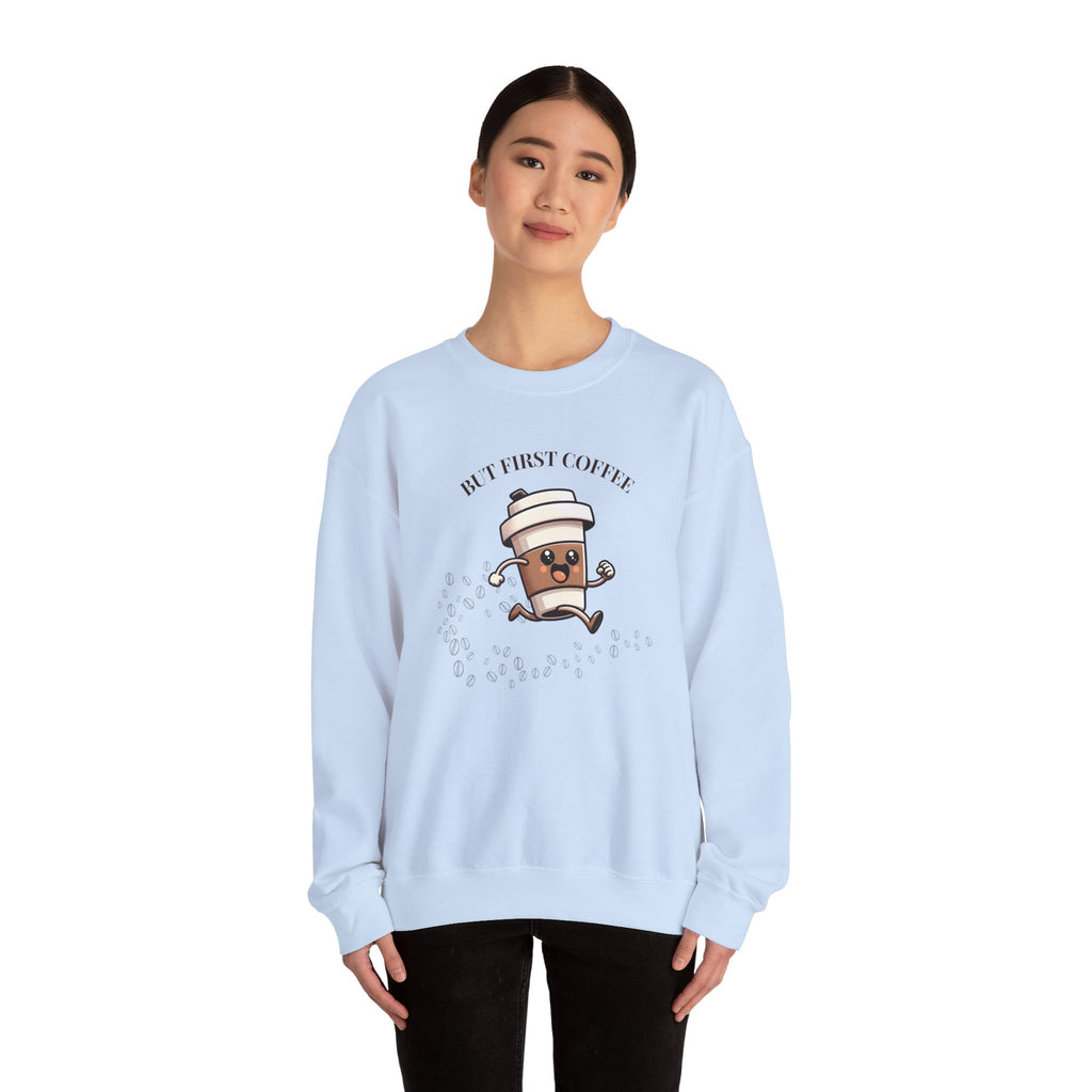 Cute Coffee Lover Sweatshirt, Unisex Crewneck, Gift for Coffee Lovers, Funny Coffee Apparel, Cozy Relaxed Fit, Casual Everyday Wear